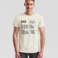 Dad Dungeons Mens T Shirt Dragons Character Sheet Fathers Day Gift DND RPG