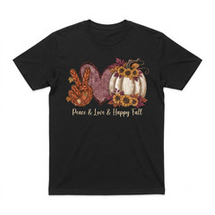 Peace Love Happy Fall Farmhouse Autumn Thanksgiving T-shirt For Men Women