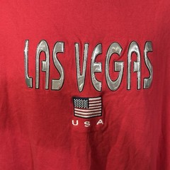 LAS VEGAS Nevada T-Shirt 2XL Red American Flag Puff Print Sewn USA