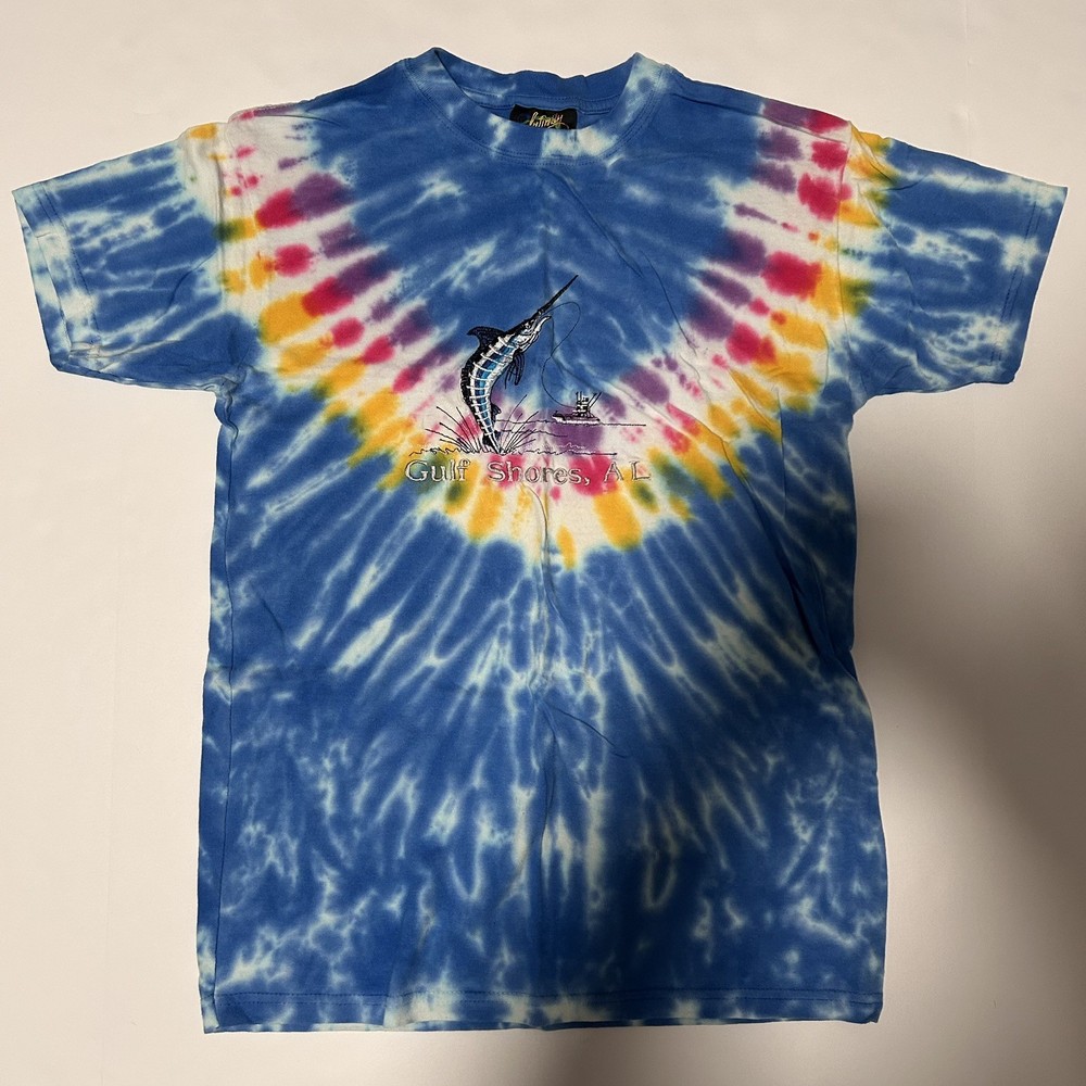Gulf Shores Alabama Shirt Mens S Blue Tie Dye Short Sleeves Tee