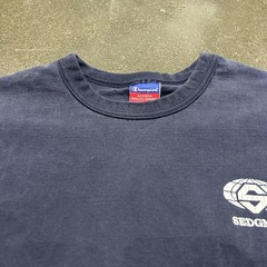 Champion Shirt Mens XL Navy Blue Sedgman Logo Short Sleeve Crewneck Tee