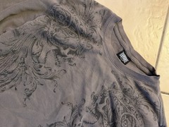 ECKO Men’s L/XL Gray Long Sleeve Crew Neck Graphic Print Knit T-Shirt
