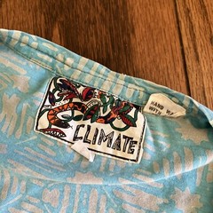 VTG 90s Climate Colorful Tie Dye Art AOP Boxy T-Shirt L Quilted 100% Cotton