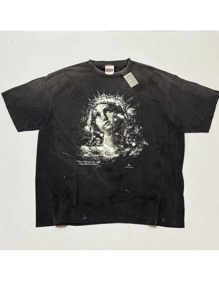 Stedman Men’s XL Black Cotton Crew Neck Short Sleeve Jesus Graphic T-Shirt