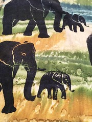 ELEPHANT SHIRT ALL OVER PRINT HAND DYED DEEP SEA MENS XL LONG AOP AFRICA ART !!!