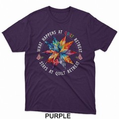 Funny Quilting Sewing What Happens at Quilt Retreat Quilter T-Shirt