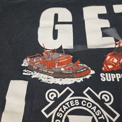 Vtg United States Coast Guard Search & Rescue MV Sport Shirt L Get Lost Support