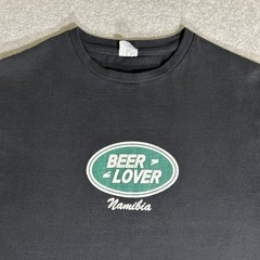 Vintage 90s/Y2K Beer Lover Land Rover Parody Namibia Faded Black Tee Boxy Medium