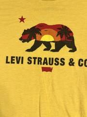 Levi Strauss Yellow Graphic Tee L California Bear Design Mens Casual T-Shirt