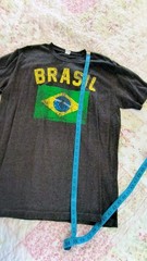 Brasil T Shirt, Brasil Flag Grey Green Yellow LG. Short Sleeve
