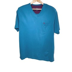Tommy Bahama Mens XL Teal Blue V-Neck Pocket T-Shirt Short Sleeve Marlin Logo