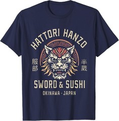 Hattori Hanzo Sword and Sushi Okinawa Japan Retro Gift T-Shirt