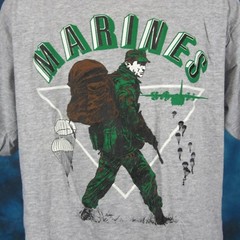 vtg 80s RAYON TRI-BLEND USMC UNITED STATES MARINE CORPS T-Shirt L single stitch