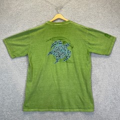 Crazy Shirts Hawaii Shirt Sea Turtle Kiwi Dyed Y2K Men’s XL Green Tribal