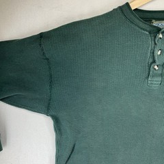 Vintage 90s Thermal Heavyweight Waffle Henley T-Shirt Men XL Hunter Green Y2k