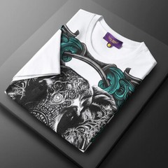 New Fashion Elephant Rhinestone Summer Short Sleeve Luxury Men Trend T-Shirt