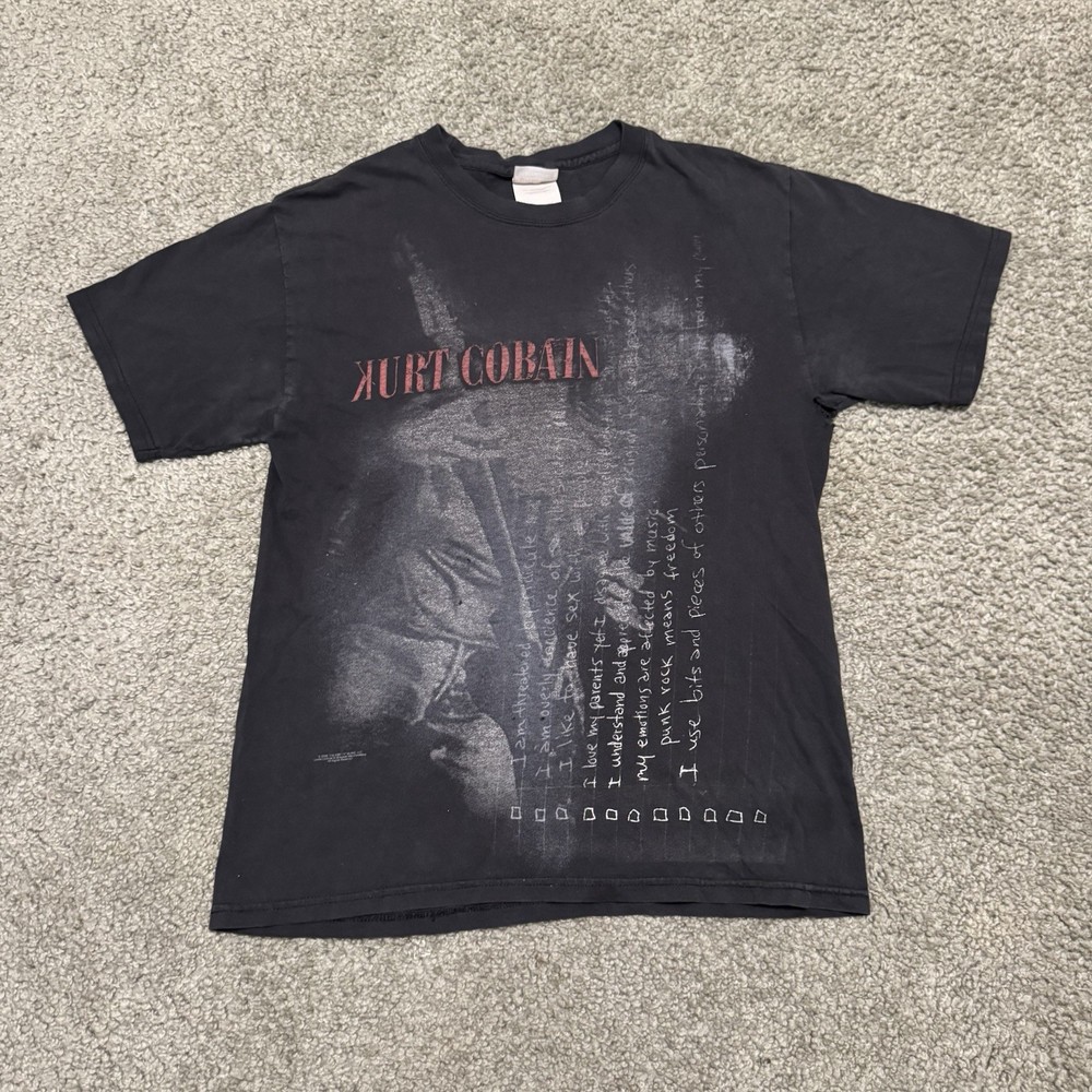 VTG Y2K Kurt Cobain Nirvana The End of Music Lyrics T-Shirt “Black” 2008 Medium