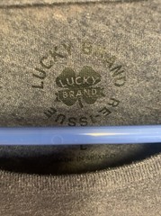 LUCKY BRAND T-SHIRT MENS Large POLY COTTON RAYON BLEND GRAY4-LEAF CLOVER LA USA
