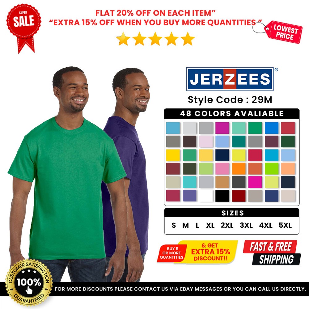 Jerzees 29M Adult Crew Neck T Shirt DRI POWER Active Short Sleeve Top T-Shirt