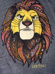 Disney The Lion King Mens T-Shirt Size Small Gray Mufasa Tribal Print