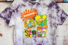 Unisex Nickelodeon Nick Toons Tie Dye Graphic Print T-Shirt LARGE Purple NEW
