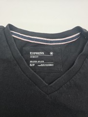 Express Jersey T-Shirt Men Small V-Neck Black Solid.#41392