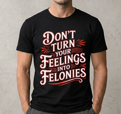 Don’t Turn Your Feelings Into Felonies T-Shirt -Sarcastic Streetwear Graphic Tee
