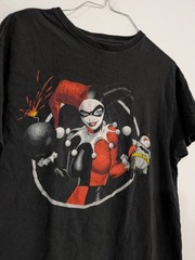Men’s L Black Harley Quinn DC Universe Graphic Print Crew Neck Cotton T-Shirt