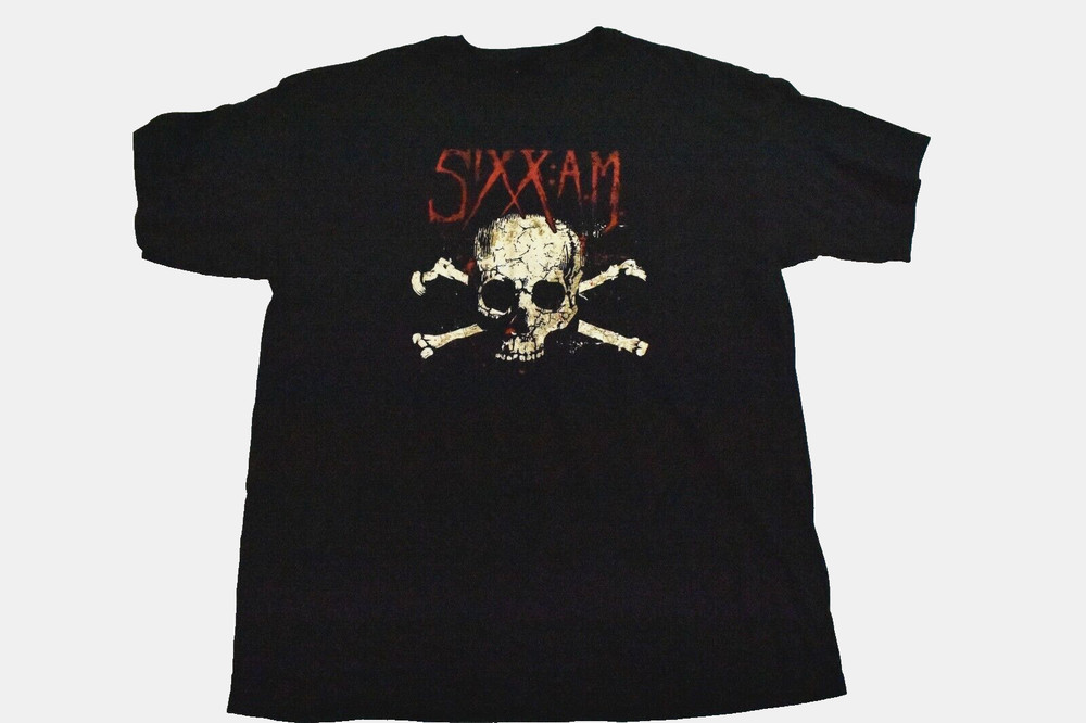 Sixx A.M. Mens Sixx AM Rock Band Darkness Skull Black Shirt New L, XL, 2XL