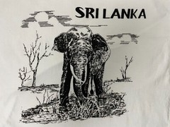 ENG T-Shirt Mens Large Regular Fit Crew Neck Sri Lanka Wildlife Elephant White