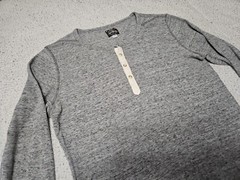 Diesel Industry Henley Stitched Nobel Gray Woven Long Sleeve Shirt SZ Large