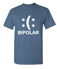 Bipolar Emoticon Sarcastic Humor Graphic Super Soft Ring Spun Funny T Shirt