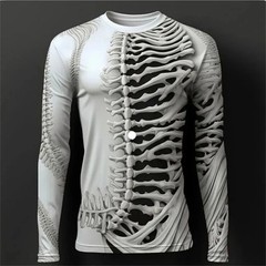 3D Printed Skull Print Men’s T-shirt Autumn Casual Long Sleeved Round Neck…