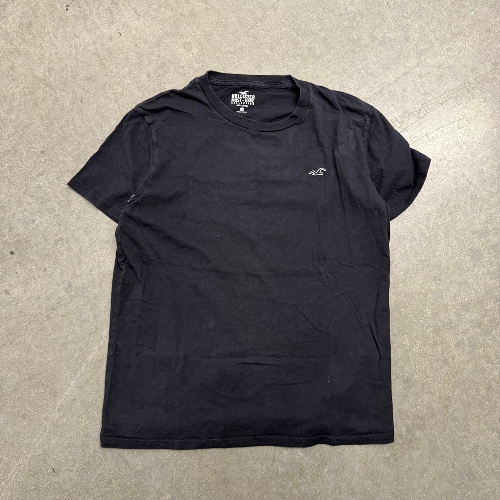 Hollister Mens Must-Have Collection Cotton Crewneck T-Shirt Black Medium Logo
