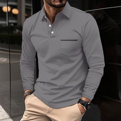 Mens Casual Shirts Grandad Long Sleeve Smart Work Business Golf Solid Tops