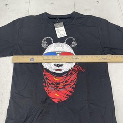 SOOOEC Shirt Mens Medium Black Sound Activated LED Panda Graphic Tee Novelty