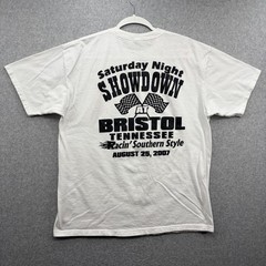 Bristol Tennessee Racing Shirt Mens XL White Short Track Night Race 2007 NASCAR