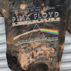 Gildan Pink Floyd T-Shirt Size S Mens Black Bleach Wash Graphic Rock Band Tee