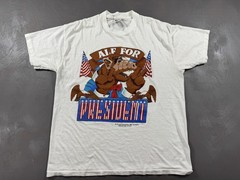 Vintage ALF For President Shirt Mens Large White SSI Patriotic 1987 80s