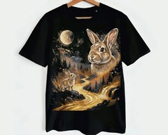 Comfort Tee Bunny Howling Moon Animal Graphic Tee Shirt