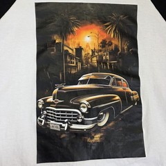 Shaka Active Shirt Mens Large White Black Baseball Raglan Hot Rod Car Y2K