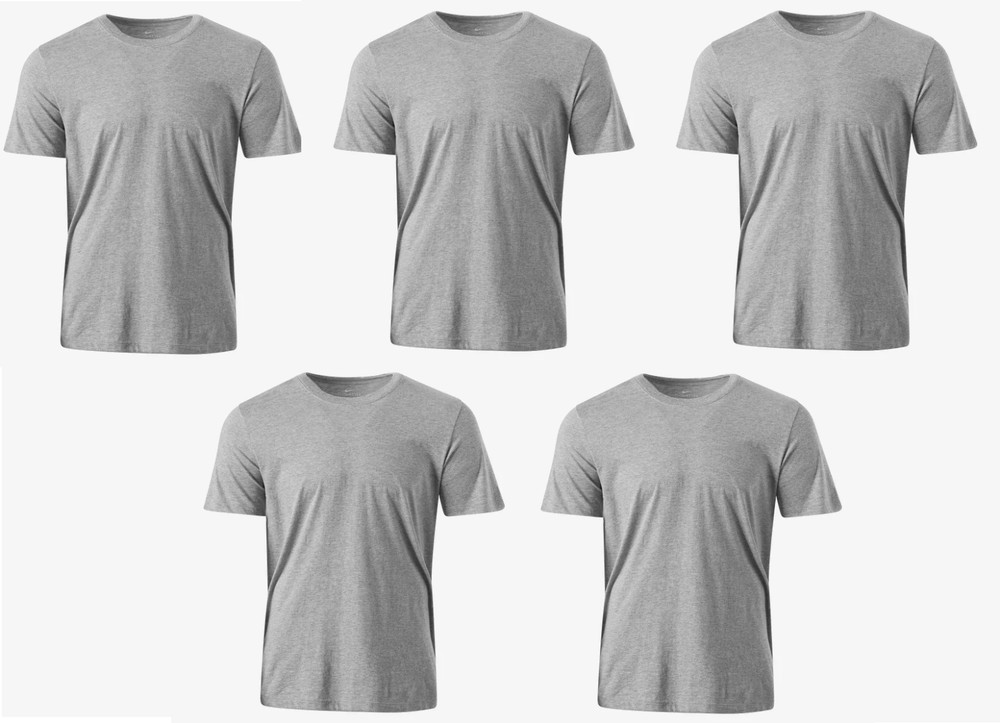Men’s The Nike Tee Solid Gray T Shirt Cotton TShirt, Set Of 5 (5 PACK)