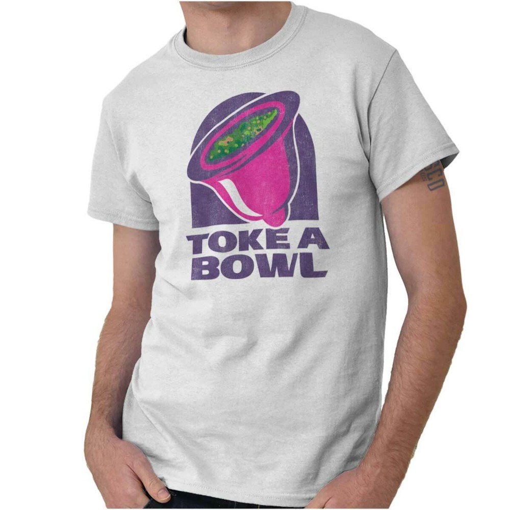 Toke Bowl Taco Stoner Weed 420 Cannabis Pot Womens or Mens Crewneck T Shirt Tee