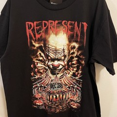 T-Shirt REPRESENT X HALLOWEEN DEPOT COLLAB SIGNATURE Black Horror NWT Clown