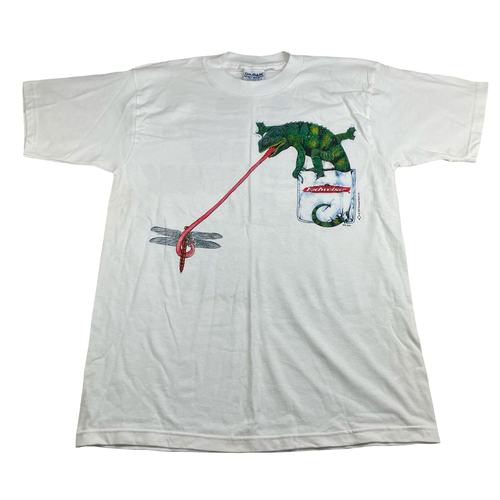 VTG 1997 Budweiser “We Could’ve Been Huge!” Frogs Iguana T-Shirt White • Medium