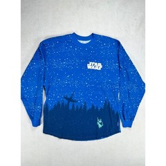 Disney Star Wars Spirit Jersey Endor Moon Blue Galaxy Long Sleeve Shirt Small