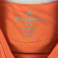 Tommy Bahama Shirt Mens M Orange Pima Cotton Pocket Tagless Logo Jersey Crewneck