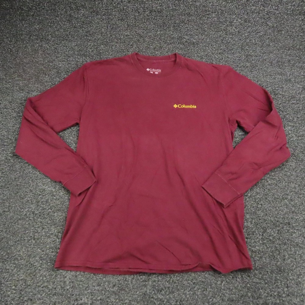 Columbia Shirt Mens Size Large Red Maroon Long Sleeve Casual Outdoors