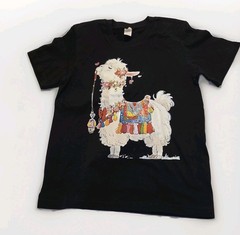 Digital Print Apparel Women’s Black T-Shirt Size Small Llama Print