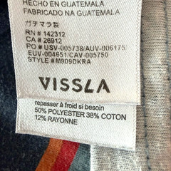 Vissla T Shirt Mens XL Gray Blue Stripe Short Sleeve Measures Medium Stretch